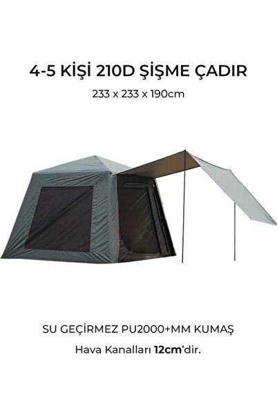 Forestia Fischer 4-5 Kişilik Şişme Çadır - Dayanıklı Oxford Kumaş & Tenteli 2...