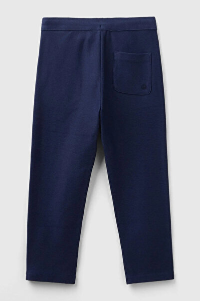 Benetton Boy's Navy Blue Regular Sweatpants with Logo Printed on the Back and...