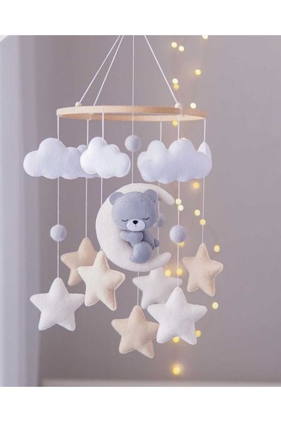 TREND METFİQ DECORATİON müzikli El Yapımı Keçe Bebek Dönencesi - Safari Tavşa...