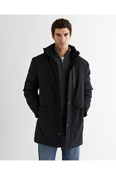 Gant Erkek Siyah Standart Fit Kapüşonlu Mont