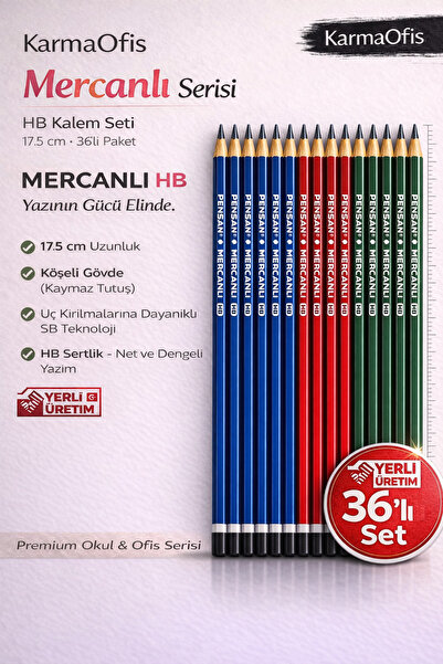 KarmaOfis سلسلة أقلام الرصاص المركانلي HB 36 قطعة - رأس متين، تصميم مربع، إنت...