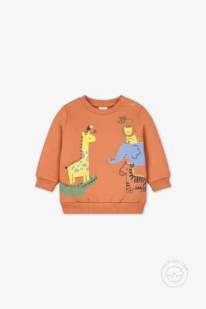 LORIAN'S Natural Cotton Safari Animal Printed Baby Set Seasonal 2-Piece Top and Bottom Set - Tile