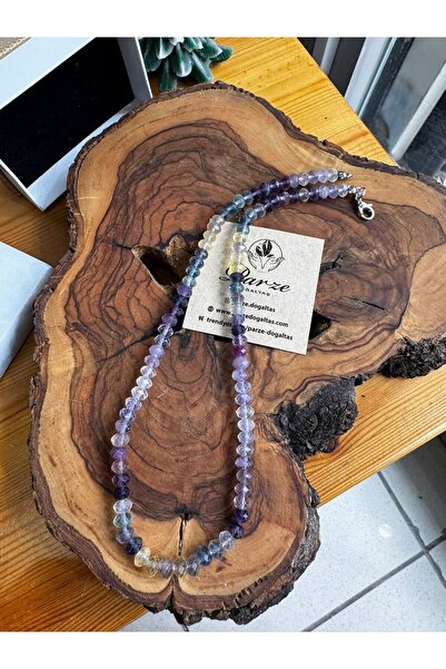 parze doğaltaş Fluorite Disc Cut Array Necklace