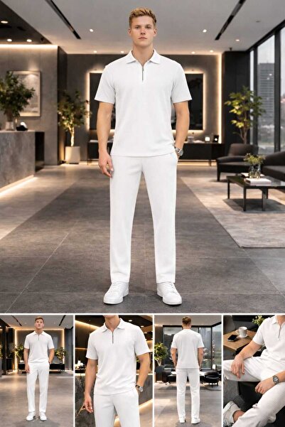 BRLKN طقم بدلة رياضية عثمانية بسحاب نصف مفتوح