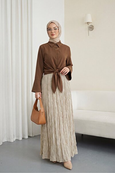 HİJABAYA Испанска блуза с яка от поплин и колан