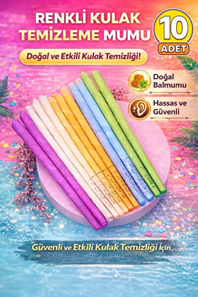 Filkete Kulak Temizleme Mumu Seti 5 Çift 10 Adet Renkli