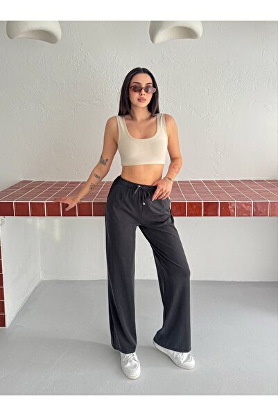 Ozy Fashion Black Modal Fabric Woven Wide Leg Trousers