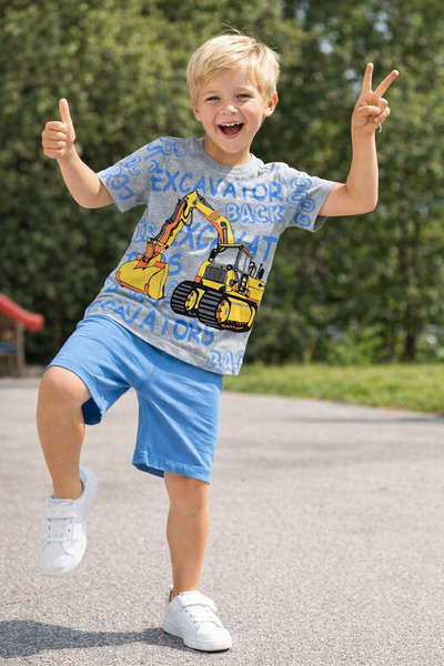 CiciTime Çocuk Modası Set tricou și pantaloni scurți cu imprimeu pentru băieț...