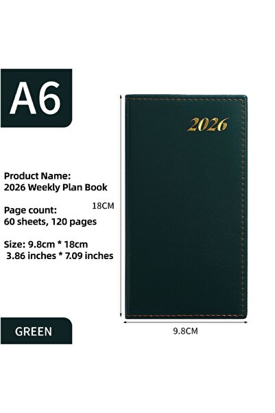 Choice1 Green Mini A6 2026 Agenda Book To Do List with Calendar Appointment N...