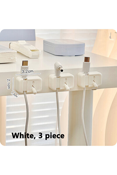 Choice6 White 3Pcs 1/2/3Pcs Desk Cable Management Clip No-Drill Edge-Mounted ...