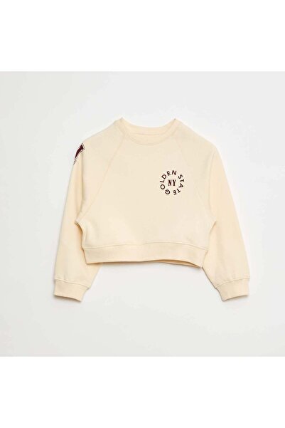 KIABI سويت شيرت مطبوع من القماش باللون الأبيض