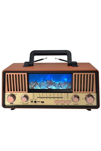 newdaki Bluetooth Fm Solar Panel Nostaljik Radyo-2 Farklı Alev Efekt Modu Çif...