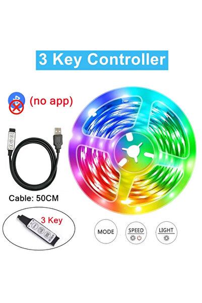 Choice24 20m 3 Key Controller 5V USB LED Strip Lights APP Control Color Chang...