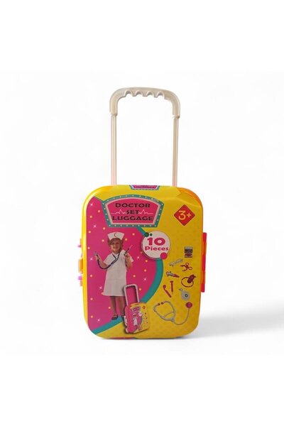 PopŞeker Çekçek Valizli Kız Doktor Seti - 10 Parça Eğitici Doktor Çantası
