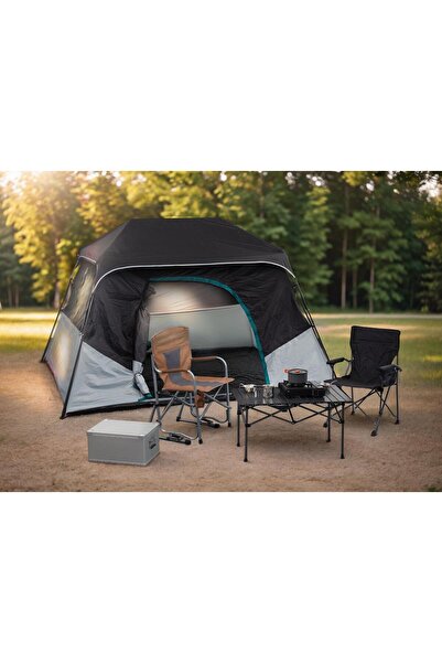 Forestia 6-8 Kişilik Geniş Aile Kamp Çadırı Çift Katmanlı Pencereli Su Geçirm...