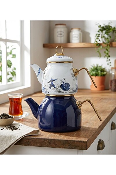 ALLEGRI Marquise Series Enamel Teapot Set Original Pattern Large Volume 2.1 +...