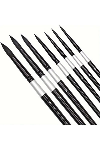 Choice مجموعة فرش الرسم المستديرة المصنوعة من شعر السنجاب باللون الأسود، مكون...