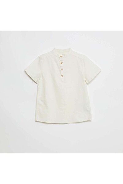 KIABI Plain Cotton Short-Sleeve Shirt WHITE
