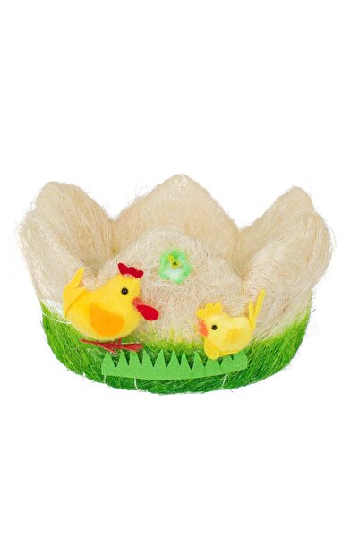 OEM Decorative Grass Basket White Green Henhouse Ø20x10cm