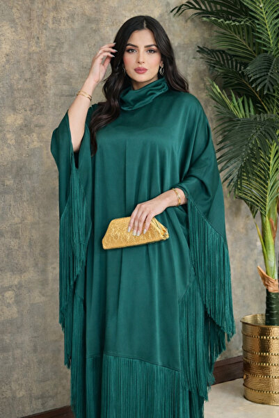 Generic OrientC Women’s Fringe High Neck Abaya – Loose Batwing One Size Maxi ...