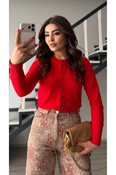 Oslove Red premium knit cardigan