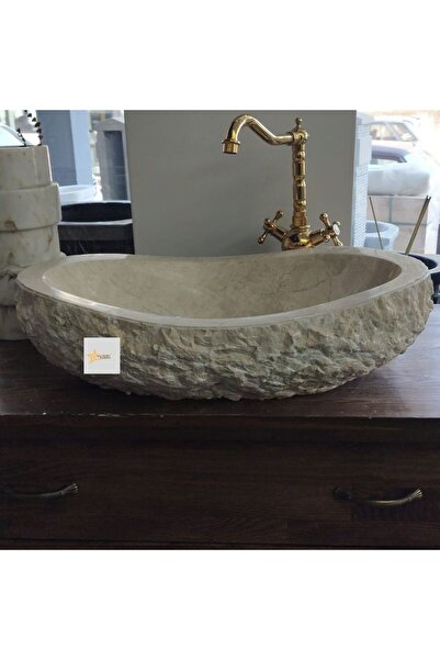 STARMARBLE Bej Mermer Dışı Natural Oval Lavabo
