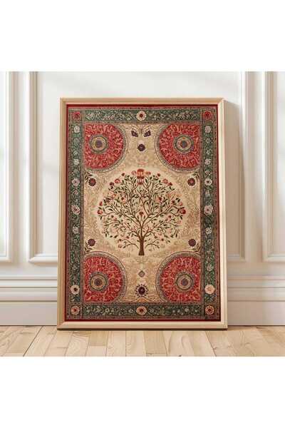 NinaStore Süslemeli Hayat Ağacı Duvar Sanatı, Vintage Goblen Tarzı Botanik Ta...
