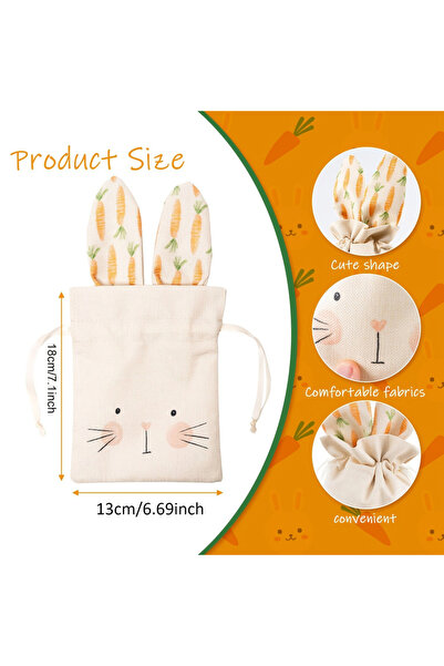 Choice 13x18cm 5pc Bunny bags 5PC Easter Bunny Treat Bag Linen Drawstring Bag...