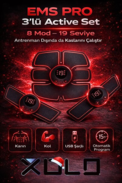 xolo Ems Pro 3’lü Active Set Karın ve Kol Kas Çalıştırıcı Egzersiz Cihaz Seti