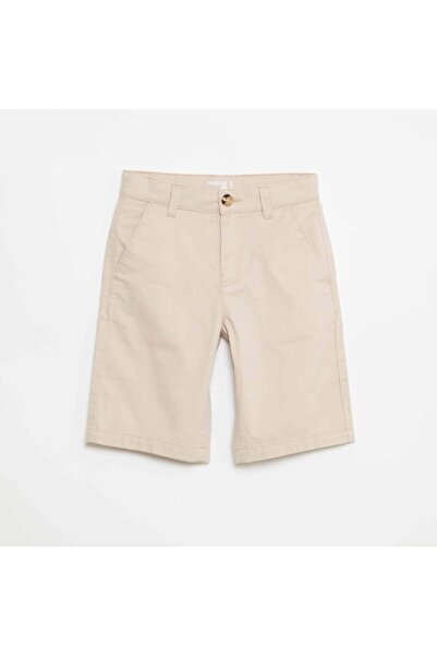 KIABI شورت برمودا من قطن التويل السادة، بيج