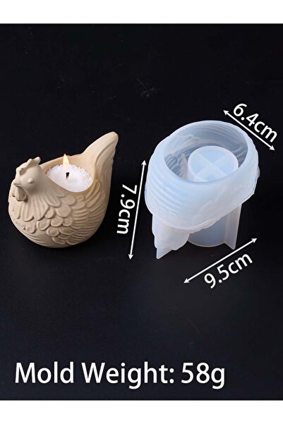 Choice قالب سيليكون على شكل دجاجة لصنع جرة شموع، صندوق تخزين ثلاثي الأبعاد عل...