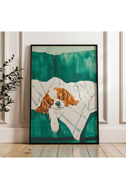 NinaStore Cavalier King Charles Spaniel Sanat Baskısı: Sevimli Köpek Suluboya...