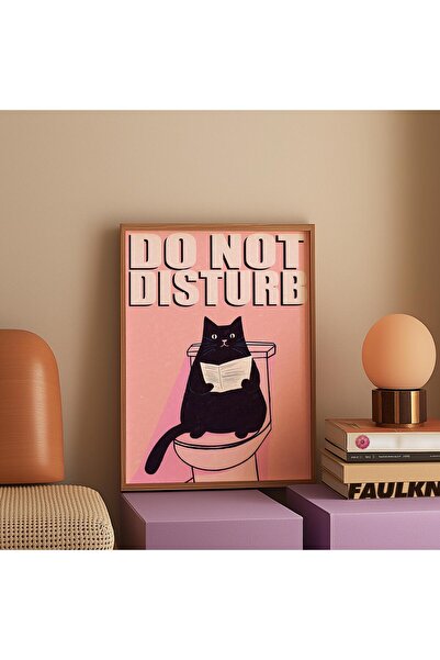 NinaStore Komik Siyah Kedi Banyo Baskısı: Rahatsız Etmeyin Tuvalet Posteri (D...