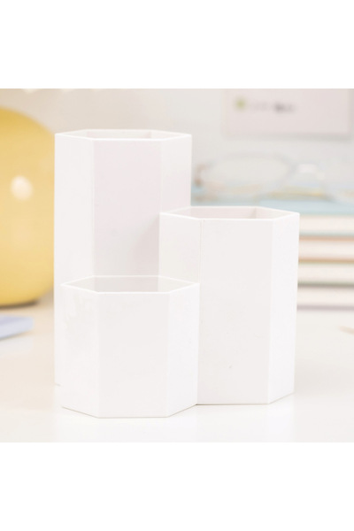 Choice3 white 3-in-1 Ins Diagonal Insert Creative Hexagonal Pen Holder Multi-...