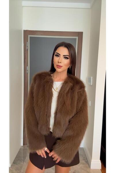 DİDEM GÜLTAKTI Mia Women's Bitter Brown Faux Short Fur