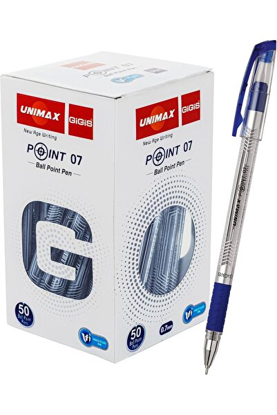 GIGISS GiGiS Point-7 Blue Ball Pen (50 Pcs) – 0.7mm Tip, Soft Cushion Grip, C...