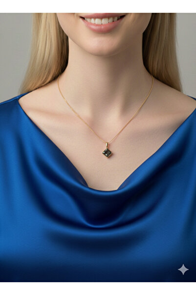 ESRADA 3S Premium Gold Steel Geometric Stone Necklace