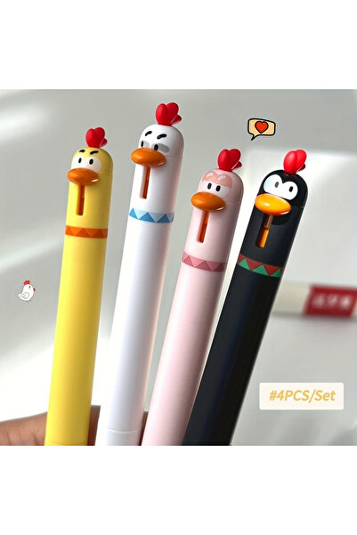 choice2 mix-4pcs 4pcs Duck and Chicken Creative Rotating Gel Pens, 0.5mm Blac...