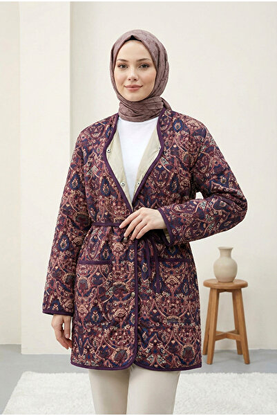 Kirazgym Women's Jacket with Double Pockets and Snap Buttons - Purple