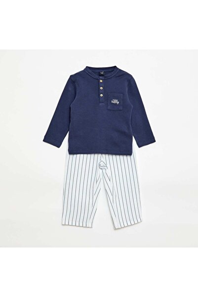 KIABI طقم بيجاما طويل - قطعتان - أزرق