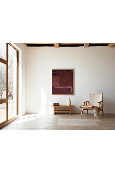 NinaStore Koyu Bordo Soyut Duvar Sanatı — Modern Minimalist Doku Baskısı (Dij...