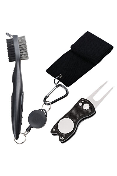 Choice3 black All-In-One Golf Accessories Set: Microfiber Towel Groove Cleane...