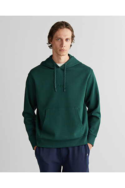 Gant Erkek Yeşil Relaxed Fit Kapüşonlu Sweatshirt