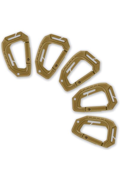 Choice1 مشبك كارابين عسكري تكتيكي من 5 قطع، لون كاكي، بلاستيك صلب، حلقة D، مش...