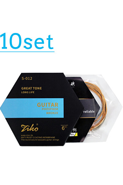 Choice مجموعة من 10 أوتار جيتار صوتي ZIKO S-012، ذات قلب فولاذي سداسي الشكل، ...