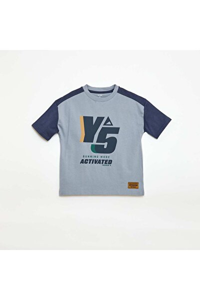 KIABI Oversized Color Block T-Shirt BLUE