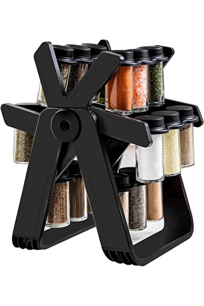 PUKON Rotating Spice Rack Organizer with 18 Glass Spice Jars