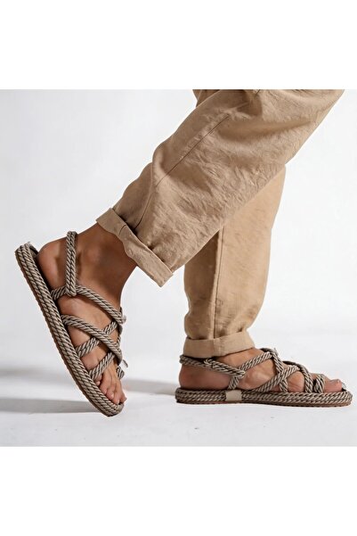 Adım Dünyası Sandale cu frânghie pentru bărbați, de vară, zilnice, confortabi...