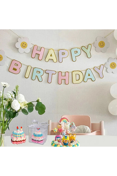 Choice علم زينة متعدد الألوان - قطعة واحدة، مزين بزهرة الأقحوان، مناسب لحفلات...