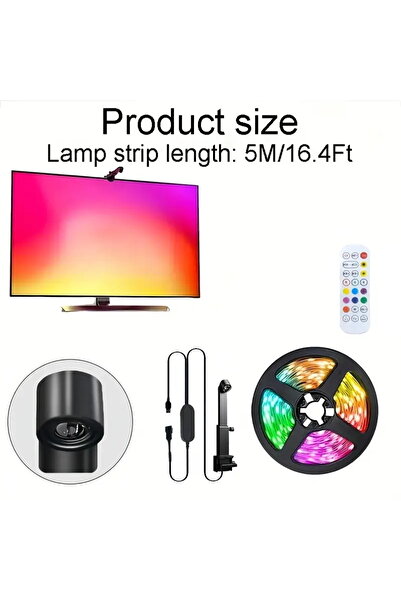 Choice 3.8Meter-55-65Inch 5v-Bluetooth Set Camera Synchronized RGBIC TV LED S...